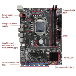 12 GPU Mainboard B250C USB3.0 PCI-ई करने के लिए 2 के साथ 16X DDR4 DIMM स्मृति स्लॉट एलजीए 1151 B250 Mainboards