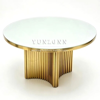 Nuevo Modelo en Oferta, Mesa de Comedor Redonda de Acero Inoxidable Dorado de Lujo para Fiestas, Restaurantes, Eventos y Bodas