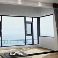 Fenêtre coulissante en verre trempé de luxe, design moderne et personnalisé, en alliage d'aluminium, grande taille, pour hôtel et villa