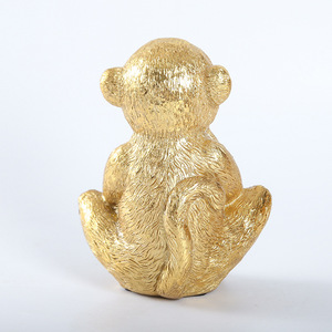 Ensemble de 3 statues de singes en résine, ne voit pas, ne parle pas, ne sait pas, ornement de singe doré, ne malice pas, <span class=keywords><strong>décoration</strong></span> douce pour la <span class=keywords><strong>maison</strong></span> et le bureau - Product Image 4