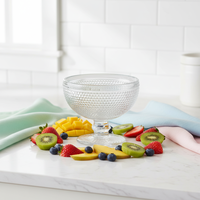 Multicolor gestippelde, geëmbosseerde glazen dessertkom met voet, 374ml glazen beker voor bruiloft, banket, verjaardag, feesttafel dessert
