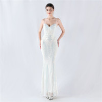 32038-S # Robe de soirée longue à sequins 3XL4, grande taille, pour spectacle, banquet