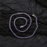 Chaîne de tennis BC105 violette 3 mm pour homme, collier personnalisé avec zircon en forme de poire serti griffe, style hip-hop européen et américain