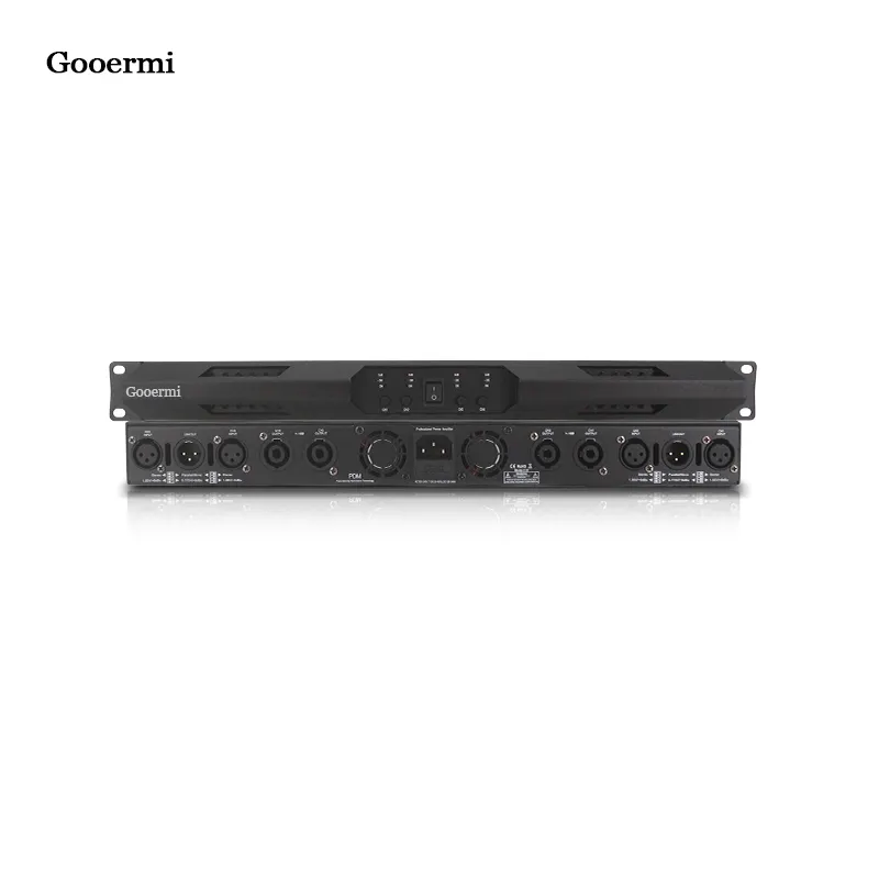 Gooermi D400 Profesional Digital 1U Amplificador de potencia 4 canales Clase D Audio Amplificador de potencia para el hogar KTV Karaoke