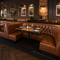 Meubles de restaurant modernes en bois en forme de U, sièges en cuir, table et chaises pour bar, hôtel, café
