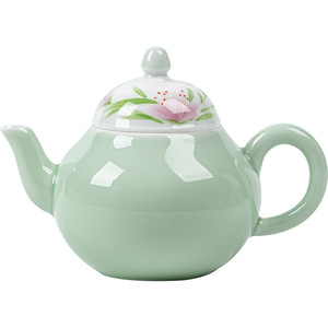 Guanlan Hand-Painted Lily Ceramic Teapot Green Bean Paste Round With Lid Kung Fu <b>Tea</b> <b>Set</b> - Product Image 5