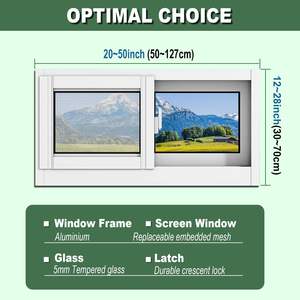 Kelder schuifraam vervanging 20~45 inch 5mm gehard glas PVC frame modern wit 36x26 inch voor keuken & badkamer - Product Image 5