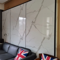 Panneau mural en PVC marbré de 2 mm d'épaisseur, panneau mural UV 1220*2440 mm, revêtement mural en plastique imperméable pour l'intérieur, TV