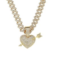 Pendentif en alliage flèche traversant le cœur, collier hip-hop pour homme, bijou pendentif amour