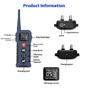 बुद्धिमान रिमोट कंट्रोल इलेक्ट्रिक शॉक कंपन रिचार्जेबल ip67 वाटरप्रूफ डॉग ट्रेनर छाल स्टॉपर 4 कार्य मोड 20 + - Product Image 3