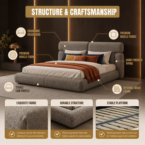 Cama Matrimonial Tapizada en Terciopelo Suave con Formas Redondeadas, Abrazo Materno, Relajante y Elegante para el Dormitorio Principal, 3 Años de Garantía - Product Image 2
