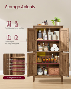 Mobiletto da <span class=keywords><strong>Bagno</strong></span> <span class=keywords><strong>VASAGLE</strong></span> Collezione LIRY con Ante Scorrevoli, Armadio da Cucina Indipendente, Mobile Contenitore Stile Rustico - Product Image 2