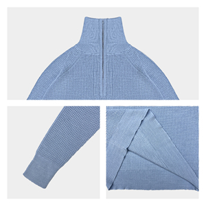 Tùy Chỉnh Đan Mùa Xuân Mùa Thu Mùa Đông Bông Cuộn Cổ Áo Len Nửa Zip Cổ Jumper Màu Rắn Người Đàn Ông Áo Thun Cao Cổ Đan Áo Len - Product Image 5