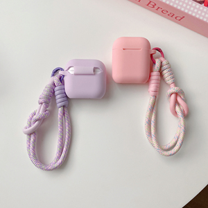 Étui en silicone souple de couleur unie pour Apple <span class=keywords><strong>Airpods</strong></span> 1 2 3 4 Pro2, housse pour écouteurs sans fil avec sangle de poignet, boîte de charge pour <span class=keywords><strong>Airpods</strong></span> Pro3 - Product Image 3