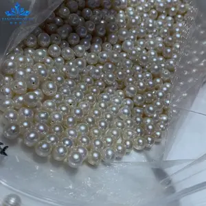 淡水真珠6-6.5mm AAAAAグレードパーフェクトラウンド天然実価格卸売ハーフドリルルース淡水養殖真珠