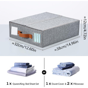 Caja de almacenamiento de lino para <span class=keywords><strong>armario</strong></span> DS4090, funda para Manta, Sábana, correa, banda para <span class=keywords><strong>ropa</strong></span>, <span class=keywords><strong>cesta</strong></span>, juego organizador de sábanas con asa - Product Image 5