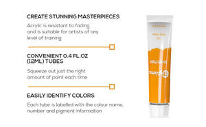 Bview Art Set di pittura acrilica a 24 <span class=keywords><strong>colori</strong></span> vivaci altamente pigmentati con 5 pezzi di pennello 1 pannello di tela - Product Image 3