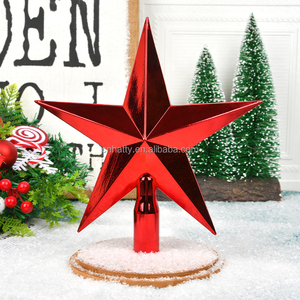Adornos Colgantes de Estrella de Cinco Puntas de PVC para la Punta del Árbol de Navidad, Electrochapados en Oro, Plata y Rojo, para el Hogar, Venta al por Mayor, para Exteriores - Product Image 2