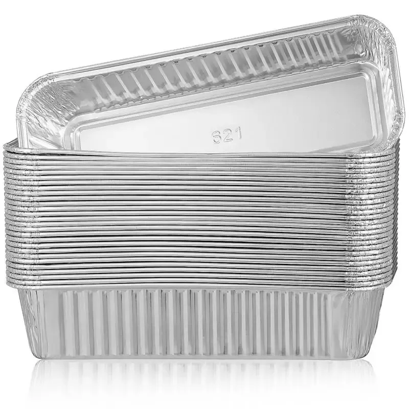 Disposable Aluminum Foil Trays Tin Foil Pans Rectangle Food Container For Oven Baking Roasting Broiling Cooking