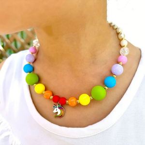 Moda niñas amarillo negro collar con cuentas niños lindo collar joyería mejor regalo princesa amarillo colgante collar - Product Image 4