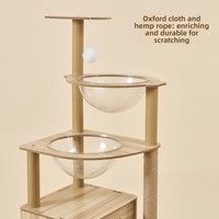 Arbre à chat tout-en-un avec lit et griffoir, gain de place, en panneau de densité (non-bois massif), style épuré, modèle T4, pour usage domestique, emballage carton