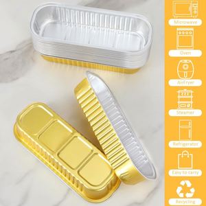 200ml Rectangular Aluminum <b>Foil</b> Disposable Food Grade Baking Bread Tray & Cake Packaging <b>Container</b> with PET Plastic Lid - Product Image 3