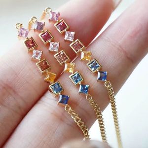 Xinfly 2024 Trendy 18K Pure Gold <b>Bracelets</b> for Girls Luxury Fancy Colored Sapphire <b>Gemstone</b> for Gifts - Product Image 4