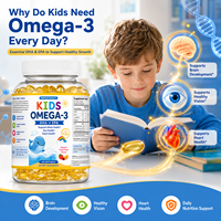 Cápsulas Blandas de Omega 3 DHA EPA para Niños, Marca Privada OEM, Suplemento de Aceite de Pescado para Niños, Apoyo al Desarrollo Cerebral, 60 Unidades