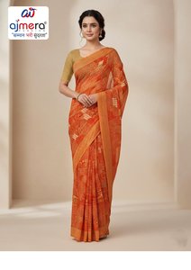 Saris en coton pour femmes, élégants, classiques, pour le bureau, les fêtes, les occasions festives, protection solaire, séchage rapide, toutes saisons, coupe classique - Product Image 3