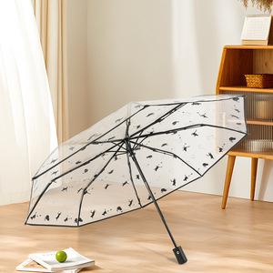 Nouvel <span class=keywords><strong>Parapluie</strong></span> Transparent à <span class=keywords><strong>Motif</strong></span> Chat et <span class=keywords><strong>Chien</strong></span> Style Animalier, Longue Poignée Droite Semi-automatique, 8 Baleines, Clair - Product Image 2