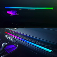 SJC 64-Farben Auto-Ambientebeleuchtung Dynamisches LED-Symphonie-Regenbogenlicht Getränkehalter-Innenraumbeleuchtung für Honda CRV 2023-2025