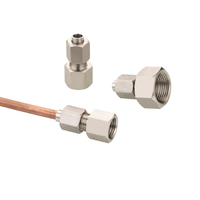 304 Stainless Steel wanita Flare langsung pas untuk aluminium tabung tembaga tabung tekanan Gauge Adapter