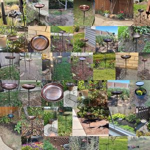 Nichoir élégant en fonte avec bol de bain d'oiseaux pour décor d'ornement de jardin extérieur - Product Image 2