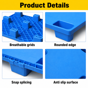 Palette en plastique à surface plate de 9 pieds, entrée 4 voies, palette en plastique légère pour expédition unidirectionnelle - Product Image 3