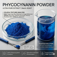 Pigment bleu naturel, extrait de spiruline, phycocyanine E18 en poudre pour la coloration des boissons et des glaces, complément alimentaire super-aliment