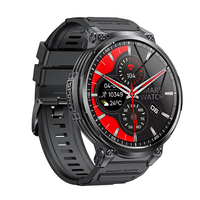 Montre connectée de sport K66 pour l'extérieur avec lampe de poche, appels Bluetooth, suivi de la santé (fréquence cardiaque, tension artérielle), étanchéité IP68, boîtier en alliage et bracelet en silicone