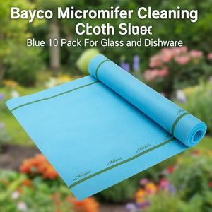 Panno per la pulizia in microfibra Bayeco blu, confezione da 10, per vetro e stoviglie - Product Image 3
