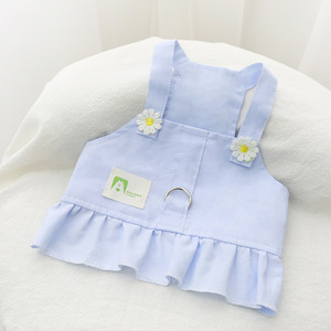 ชุดเดรสสัตว์เลี้ยงสีพื้นแบบมีสายรัดสำหรับสุนัขและแมวขนาดเล็กถึงกลาง ดีไซน์น่ารักสไตล์กระโปรงสำหรับฤดูร้อน - Product Image 3