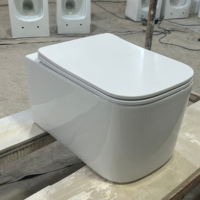 WC monobloc mural en céramique sans bride, à double chasse, cuvette carrée, siphon en P, norme européenne, pour salle de bain, avec fonction de lavage des fesses