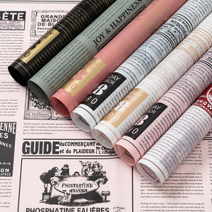 Papel de regalo de flores grueso impermeable periódico inglés de estilo europeo Vintage ramo de arte Floral Flor de papel de regalo - Product Image 2