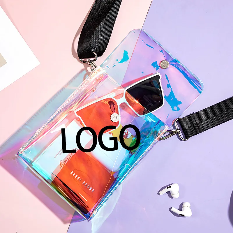 Tùy Chỉnh Holographic Sling Crossbody Túi Của Phụ Nữ Vai Túi Laser Trong Suốt Cô Gái Điện Thoại Di Động Lưu Trữ Nhỏ Vuông Túi