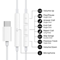 Auriculares USB C de Alta Fidelidad con Micrófono, Cancelación de Ruido, Auriculares Intrauditivos con Cable Tipo C, Auriculares Estéreo para Computadora Portátil, Tableta y PC