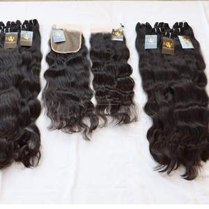 Extensiones de cabello humano Natural, mechones y cierre de pelo liso de hueso, tejido, con cierre - Product Image 1