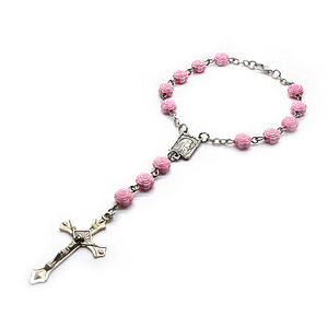 Rose <strong>Beads</strong> Rosary Bracelet for Car Catholic Religious - Product Image 6