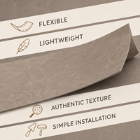 Panneaux muraux en pierre flexibles, couleur taupe chaud, texture antique, légers, faciles à installer pour les murs de cheminée, matériau MCM