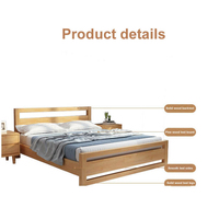 Lit double en bois massif de style japonais moderne américain, taille Queen, fabriqué en Chine par Haavk, durable et écologique, meubles de chambre à coucher