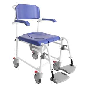 <b>Shower</b> <b>Chair</b> with Wheels for Seniors, Wheelchair with Commode, Blue Bath <b>Chair</b> KMINA K30014 - Product Image 6