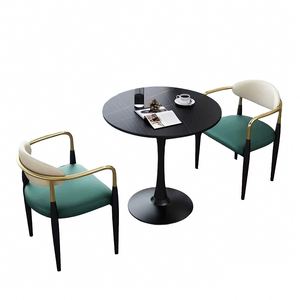 Ensemble de <span class=keywords><strong>table</strong></span> à manger ronde de luxe avec plateau en pierre frittée et base dorée, style moderne, faible MOQ, achat en gros, OEM ODM - Product Image 3