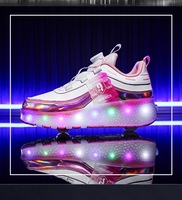 Chaussures de skate à roulettes rétractables en PU avec lumières LED colorées, double fonction, pour la marche quotidienne et le patinage en extérieur