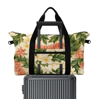Sac de voyage pliable personnalisé avec imprimé Hawaï Puakenikeni pour le shopping, les voyages, le transport quotidien et les programmes d'étiquetage privé